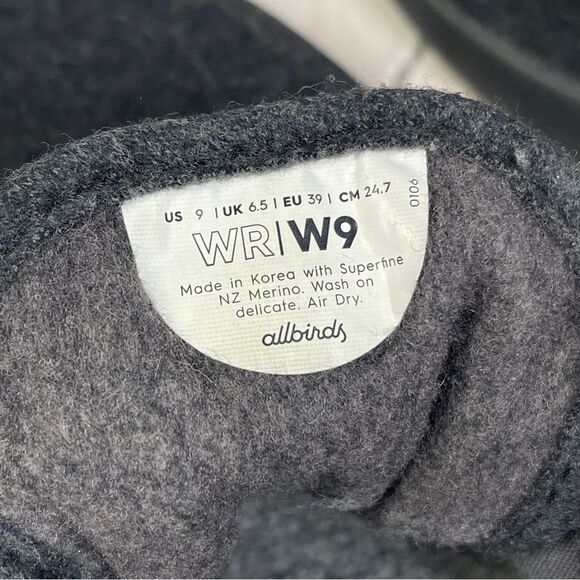 ALLBIRDS Wool Runners women's dark grey comfortable flexible sneaker shoe, sz 9 - Picture 10 of 11
